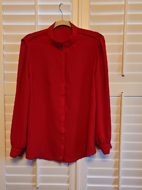 Chico's Women's Ruffle Front Blouse - Red - Picture 3 of 5